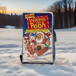 Winnie the Pooh and Christmas Too 1994 Disney Clamshell VHS